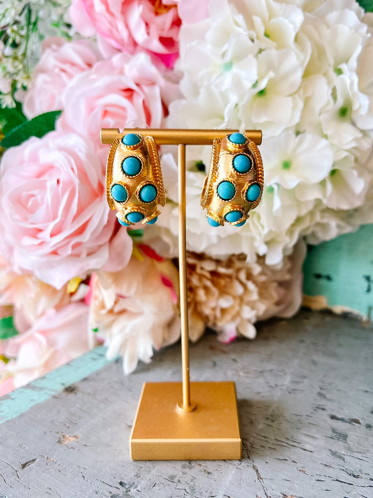 OLYMPIA TURQUOISE STONE HOOPS