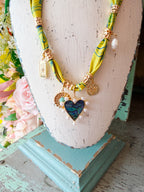 INDIGO HEART SCARF CHARM NECKLACE