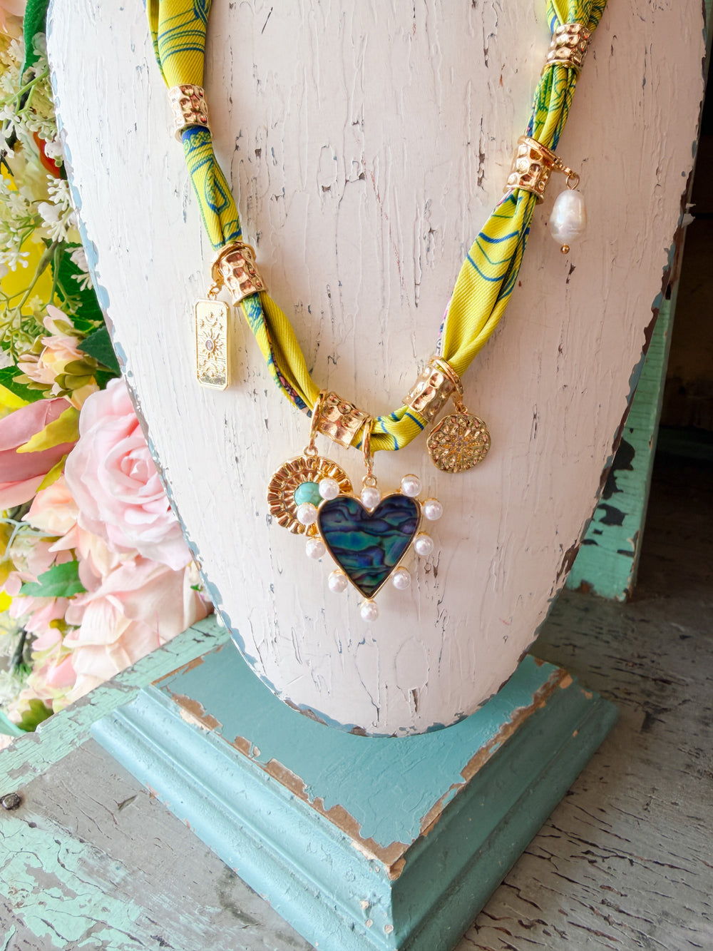 INDIGO HEART SCARF CHARM NECKLACE