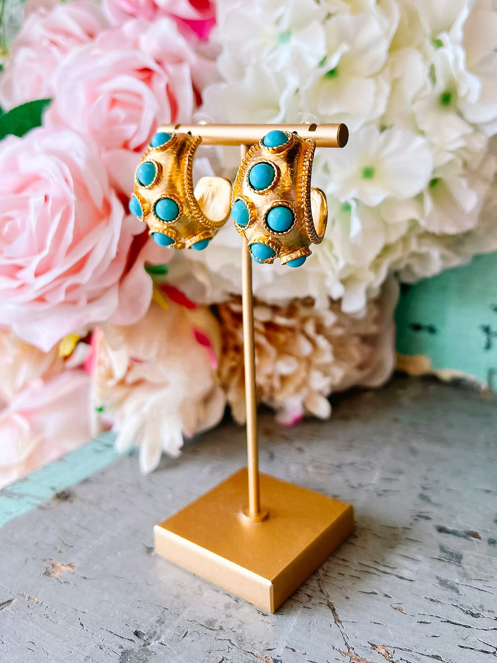 OLYMPIA TURQUOISE STONE HOOPS