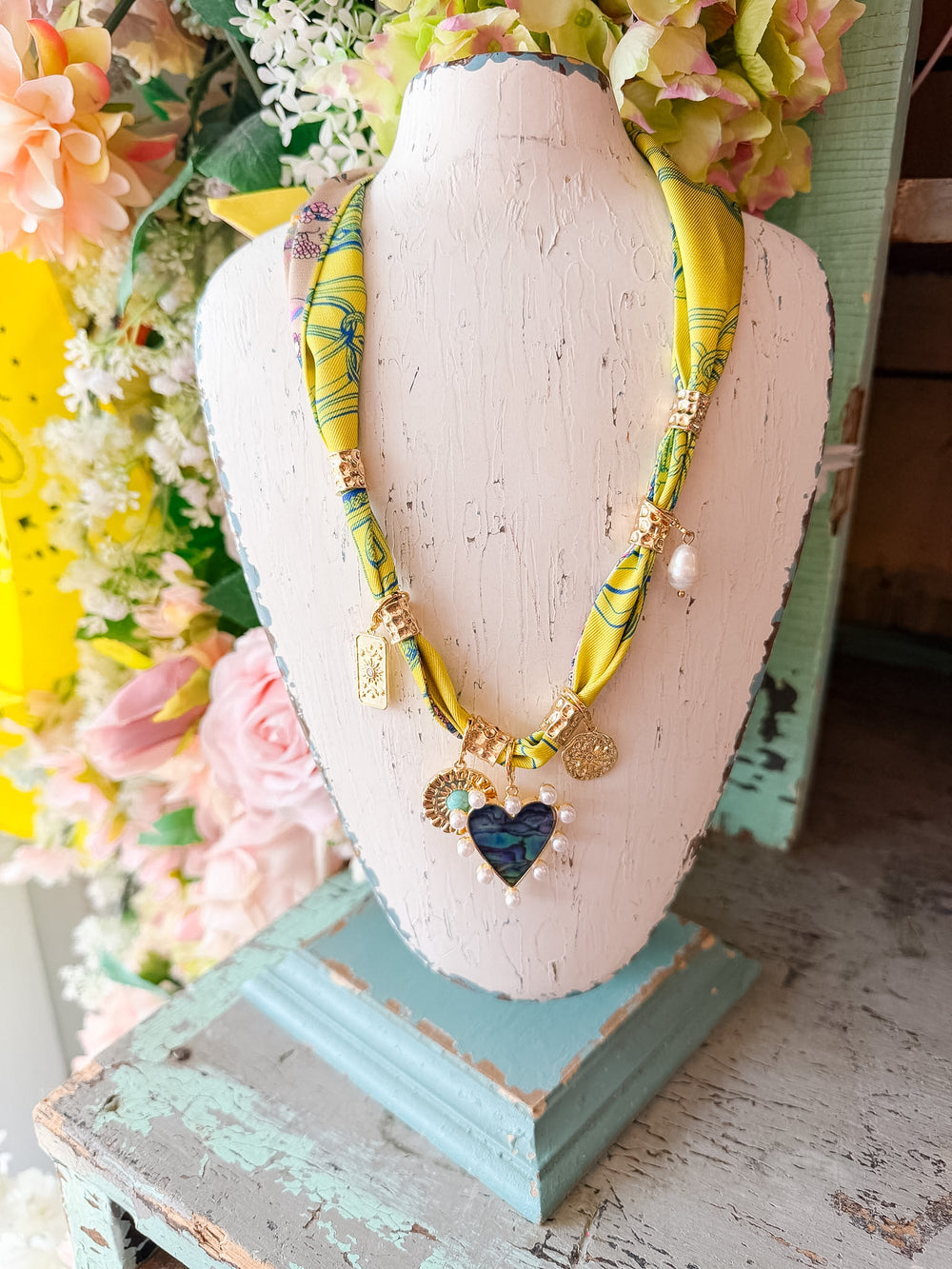 INDIGO HEART SCARF CHARM NECKLACE