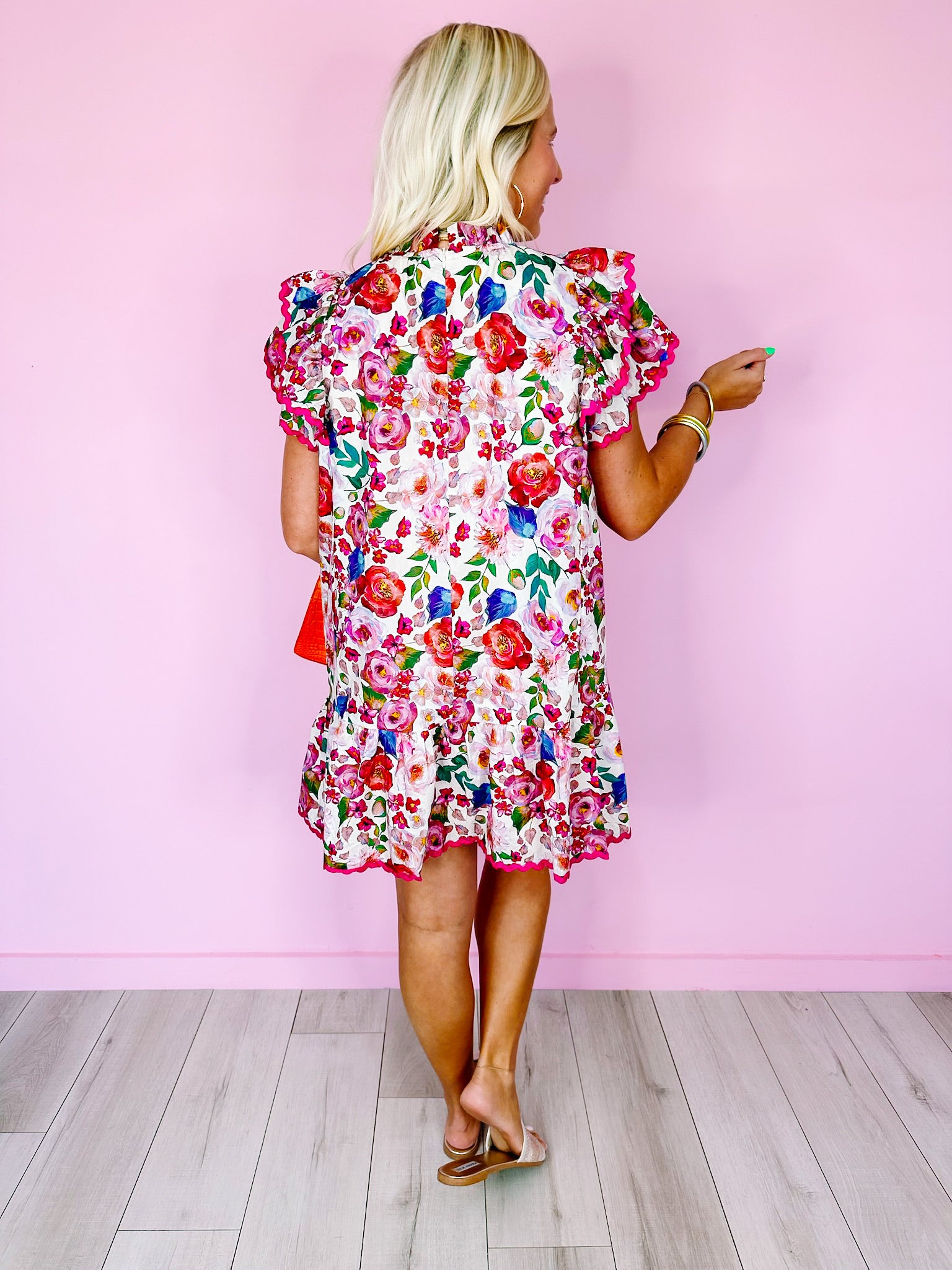 FINEST FLORALS RIC RAC TRIM DRESS