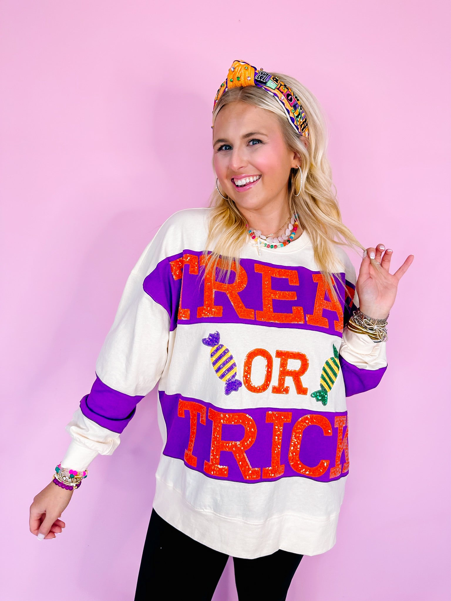 TRICK OR TREAT LONG SLEEVE TOP - CREAM