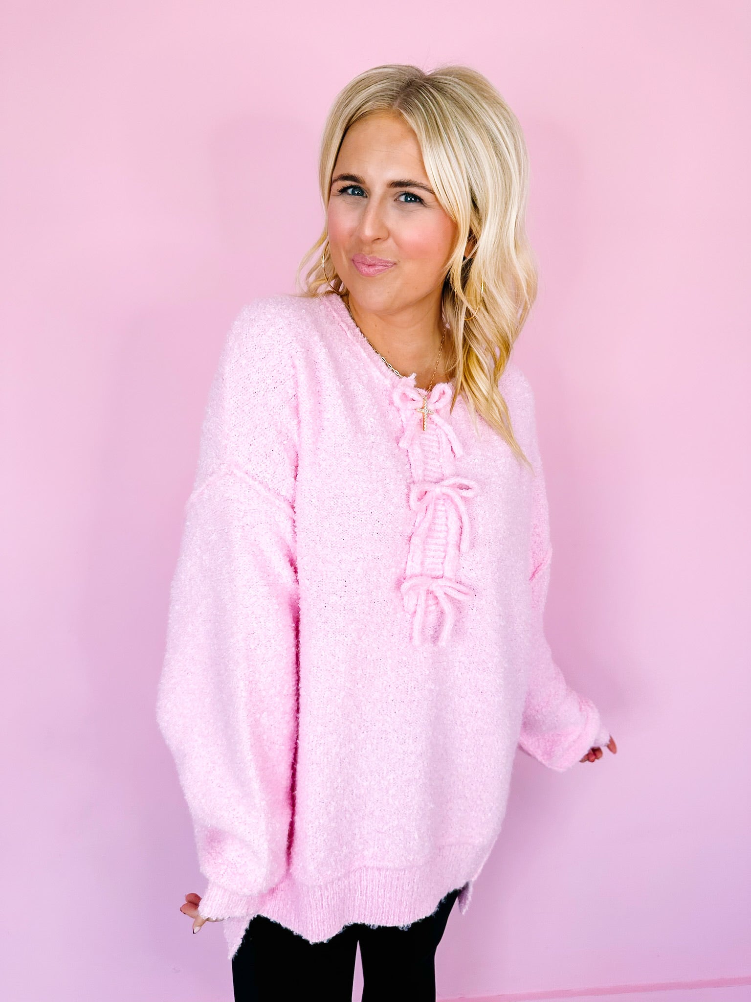 SWEET PINK BOW SWEATER