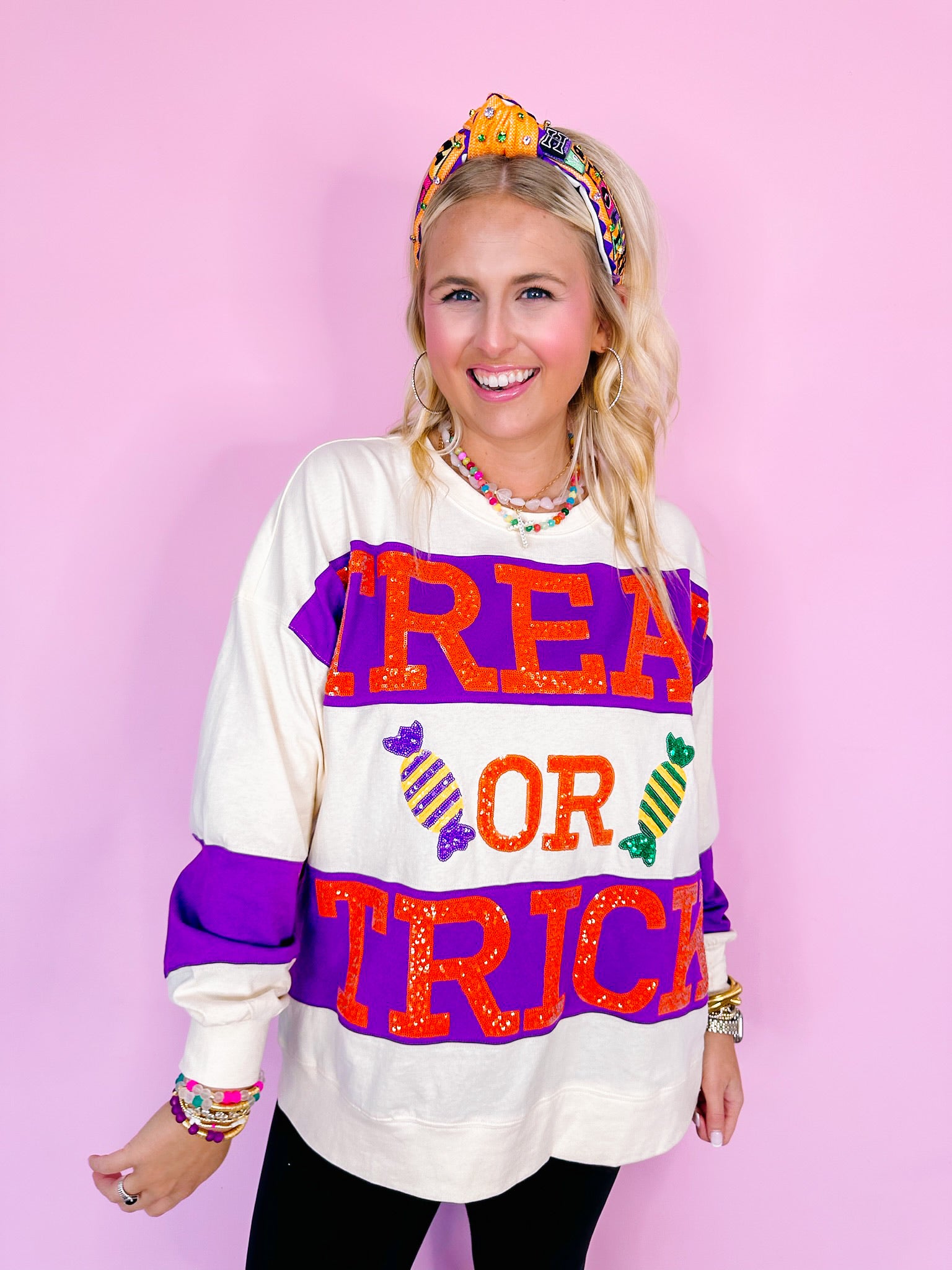 TRICK OR TREAT LONG SLEEVE TOP - CREAM