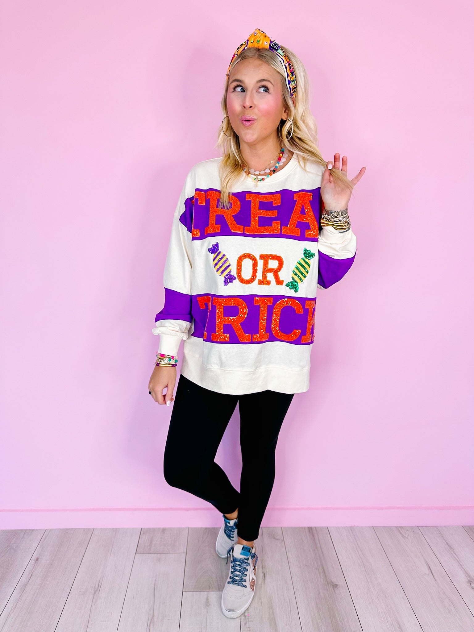 TRICK OR TREAT LONG SLEEVE TOP - CREAM