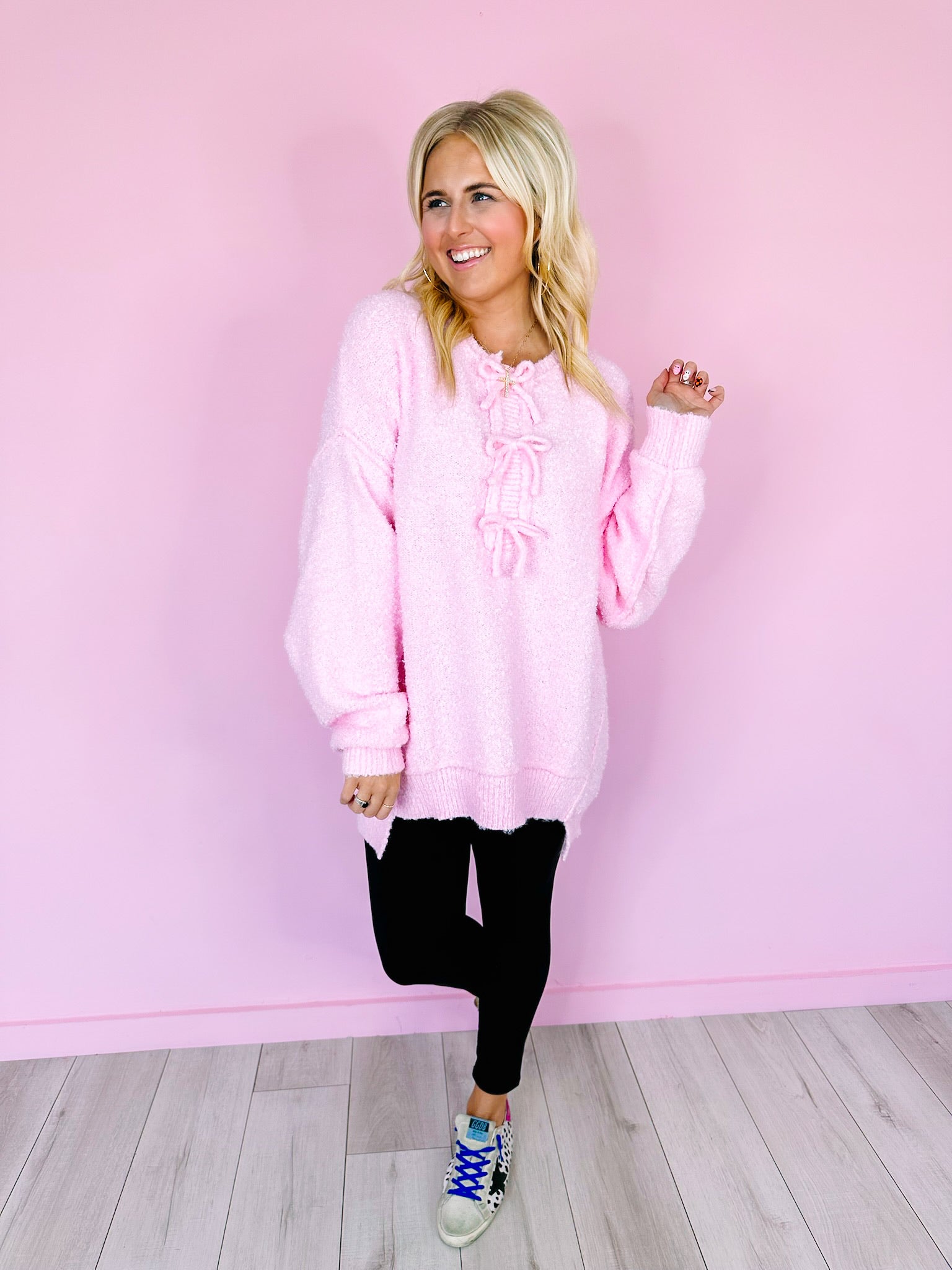 SWEET PINK BOW SWEATER