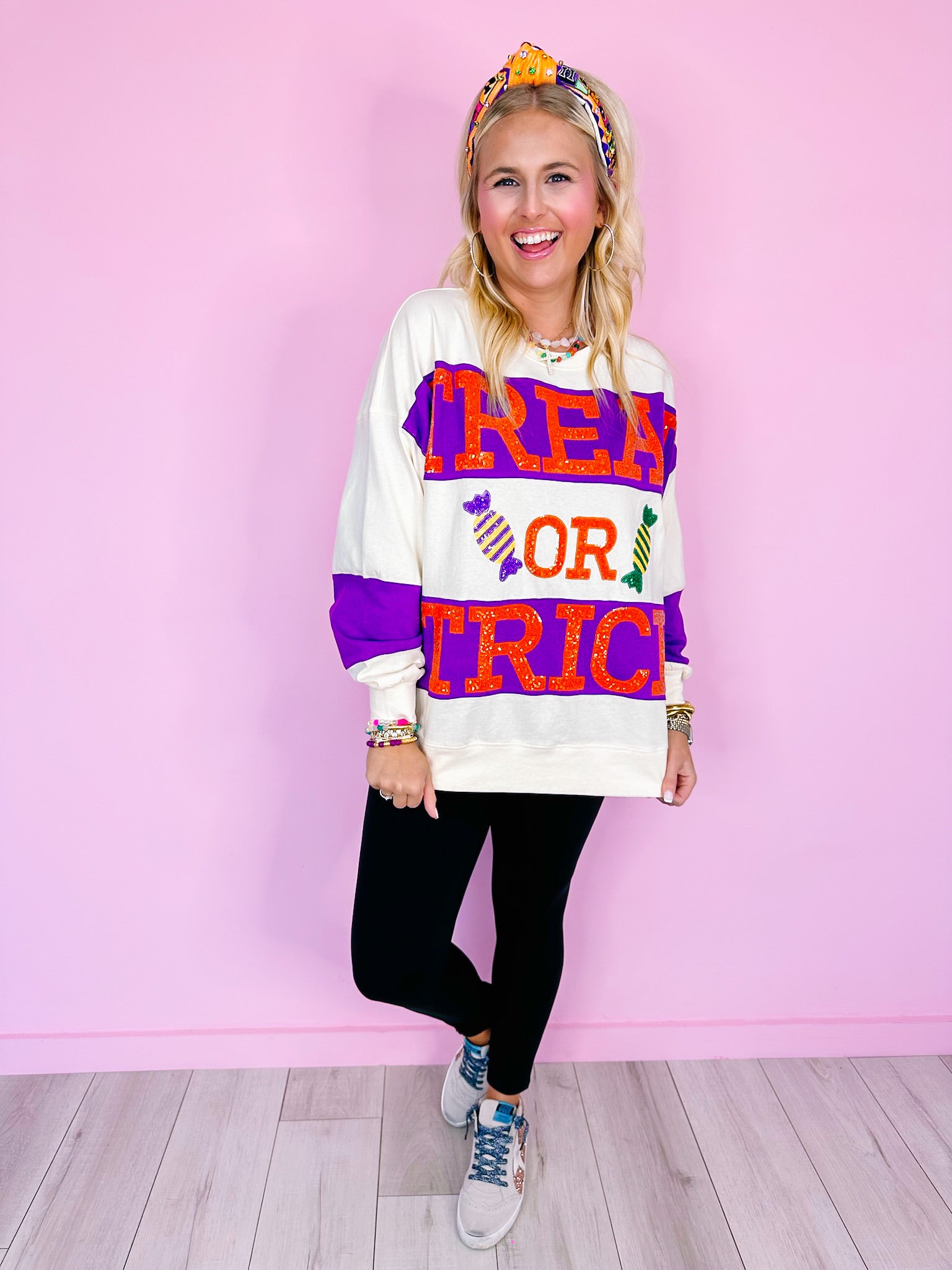 TRICK OR TREAT LONG SLEEVE TOP - CREAM