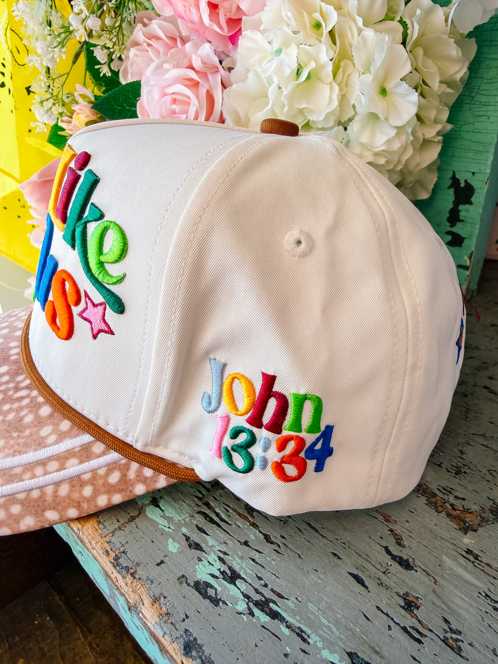 LOVE LIKE JESUS FAWN CANVAS TRUCKER HAT