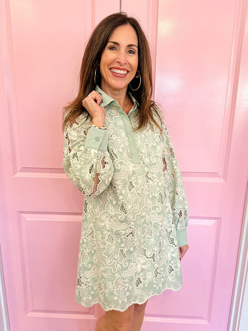 VINE IN BLOOM LACE DRESS - GREEN