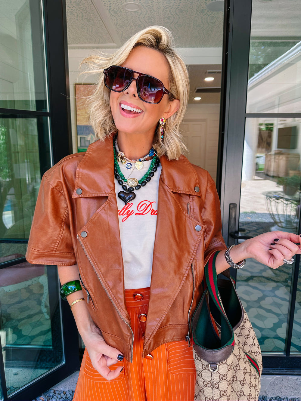 Jacket Outfit Orange Faux Leather Jacket Orange Women Leather