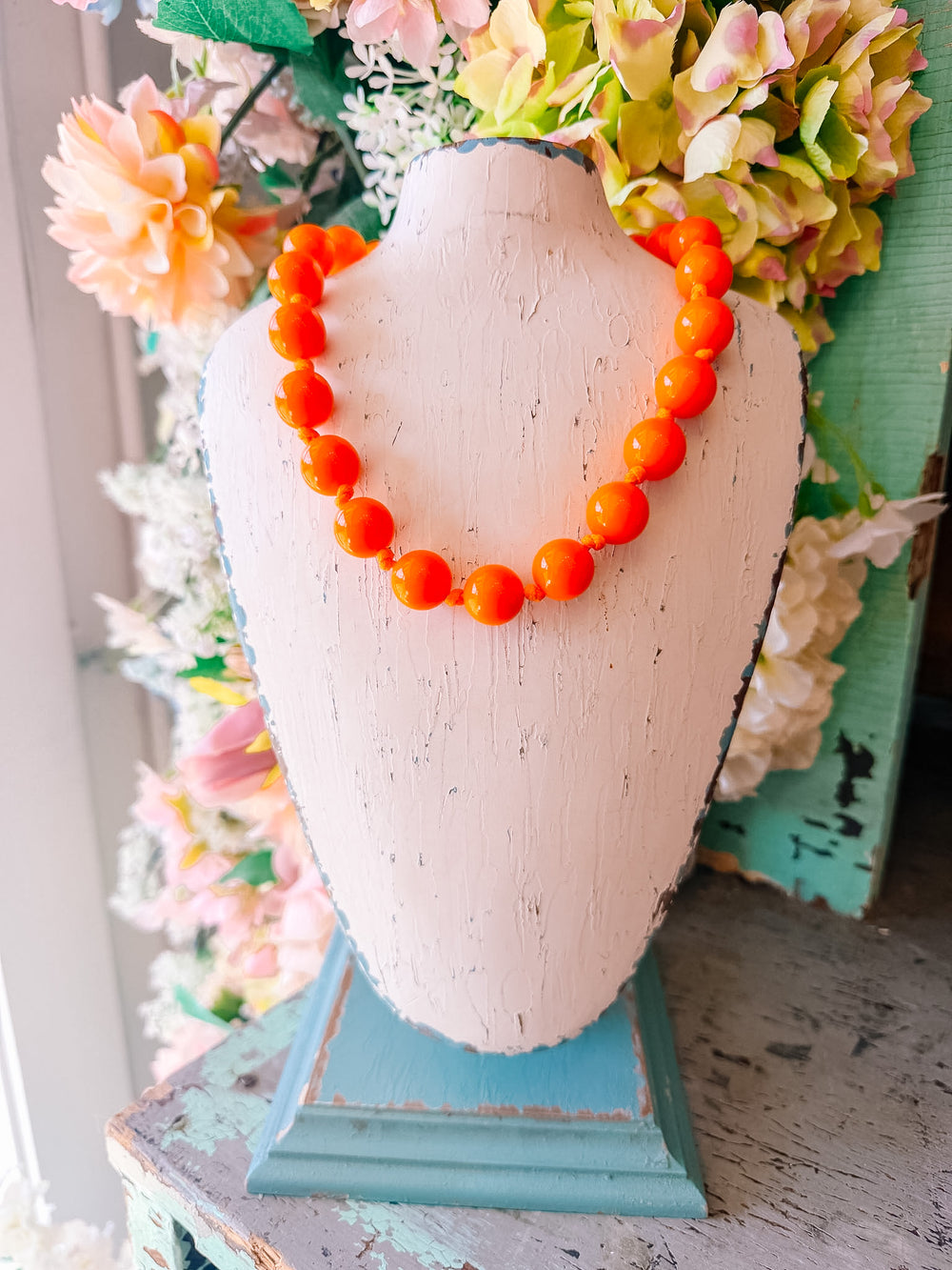 BUBBLEGUM BEADS NECKLACE - ORANGE