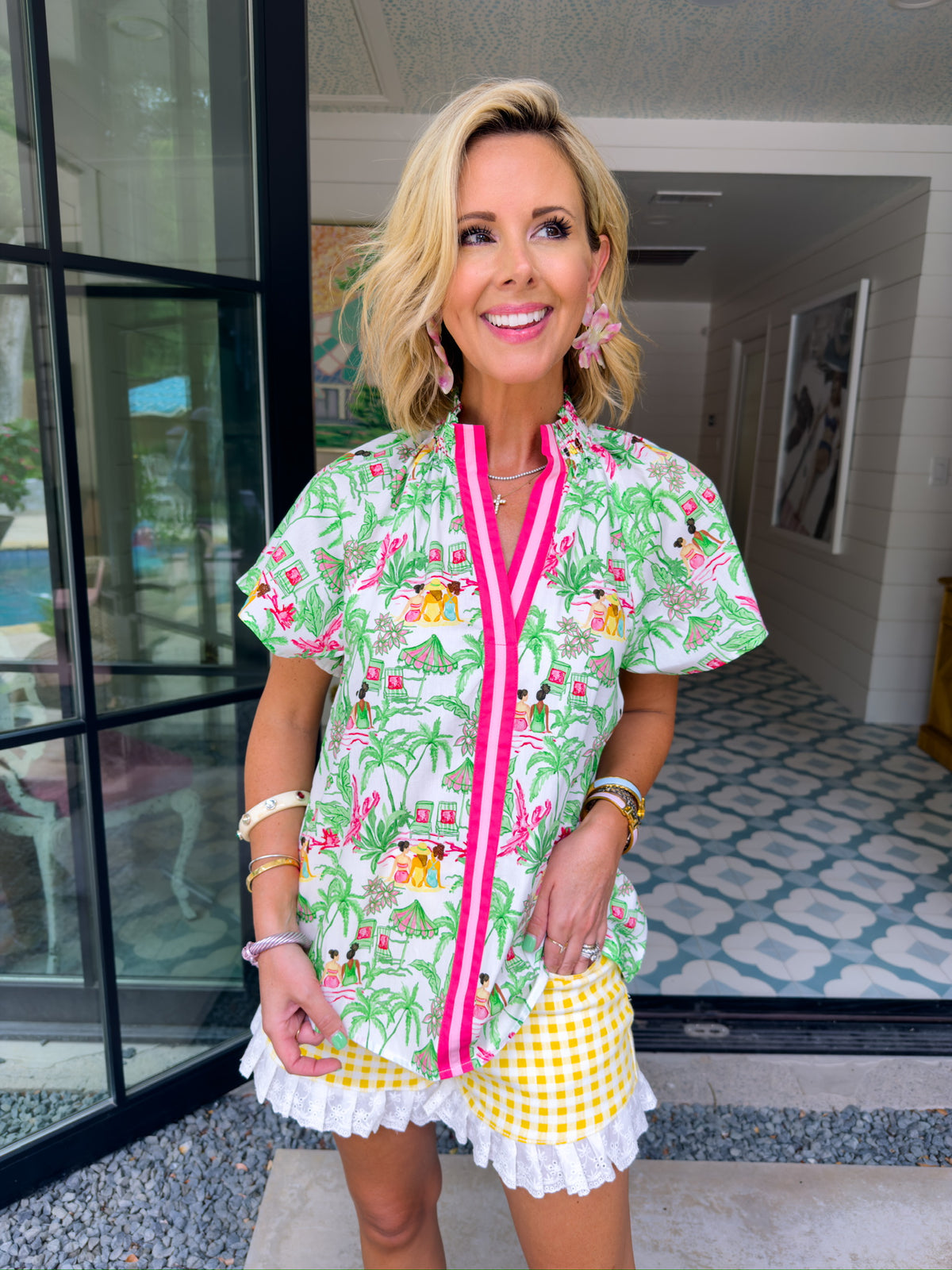 GOLDIE GINGHAM RUFFLE SHORTS - YELLOW