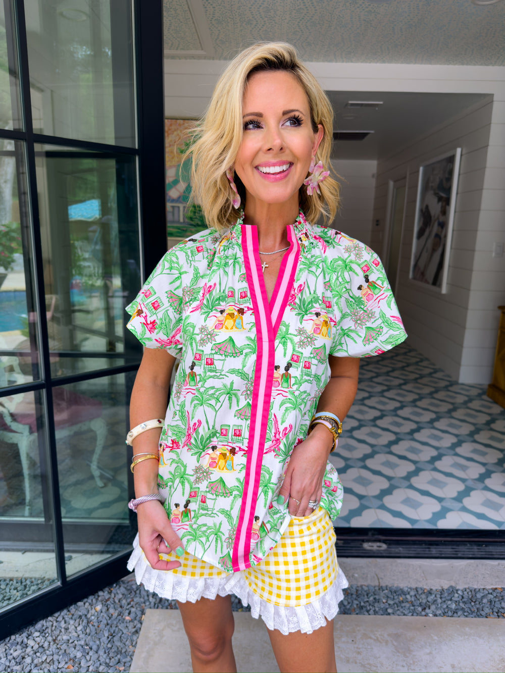GOLDIE GINGHAM RUFFLE SHORTS - YELLOW