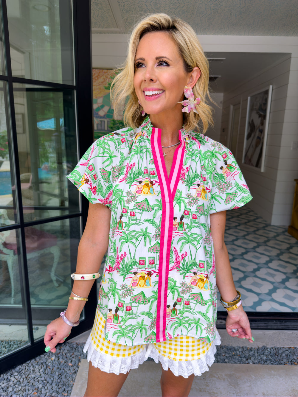 MEET ME IN PARADISE VNECK TOP - GREEN
