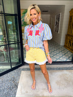 GOLDIE GINGHAM RUFFLE SHORTS - YELLOW