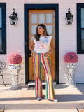 HOLIDAY HUES LACE TRIM STRIPE JEANS