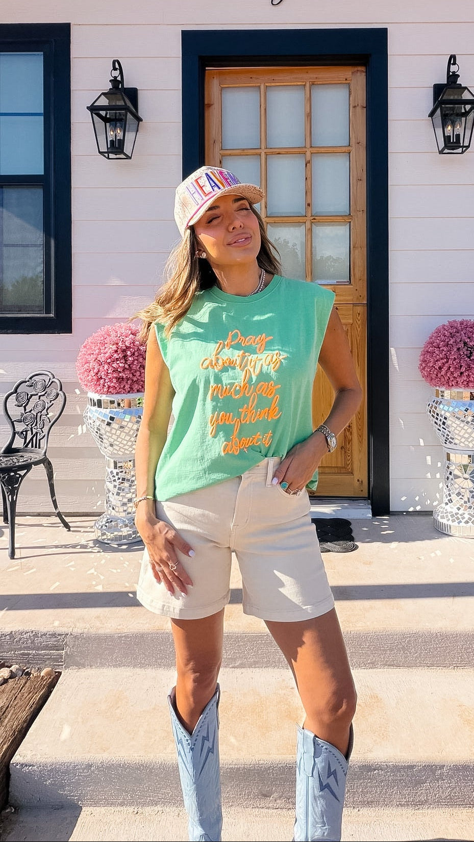 PRAY ABOUT IT MUSCLE TEE - GREEN