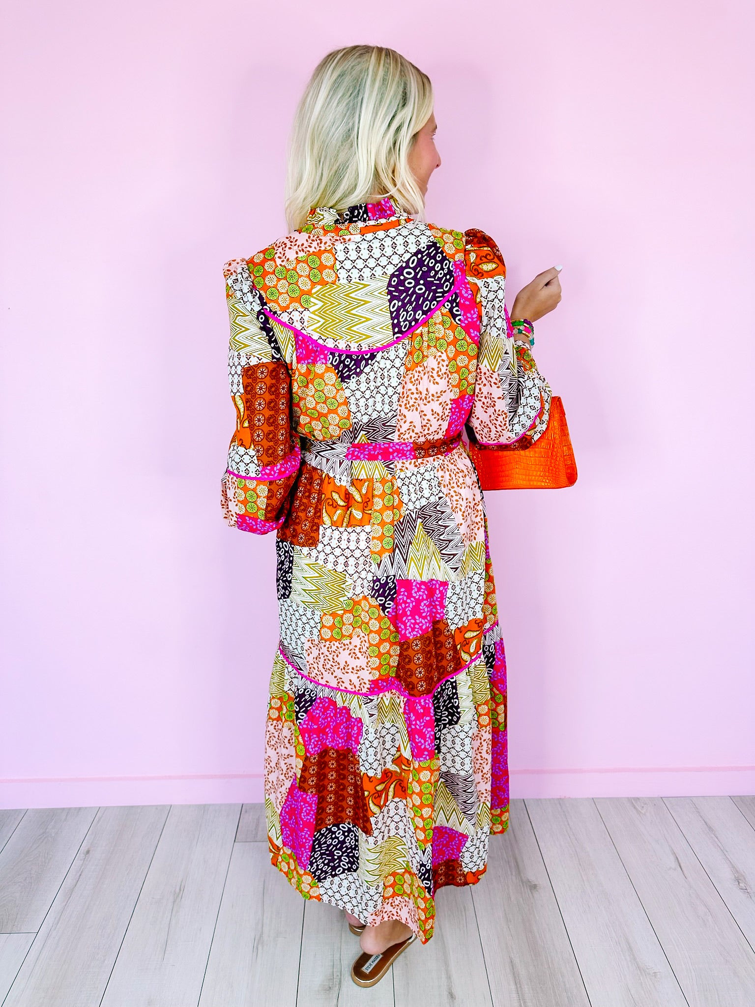 PATTERN PLAY PATCHWORK MIDI DRESS