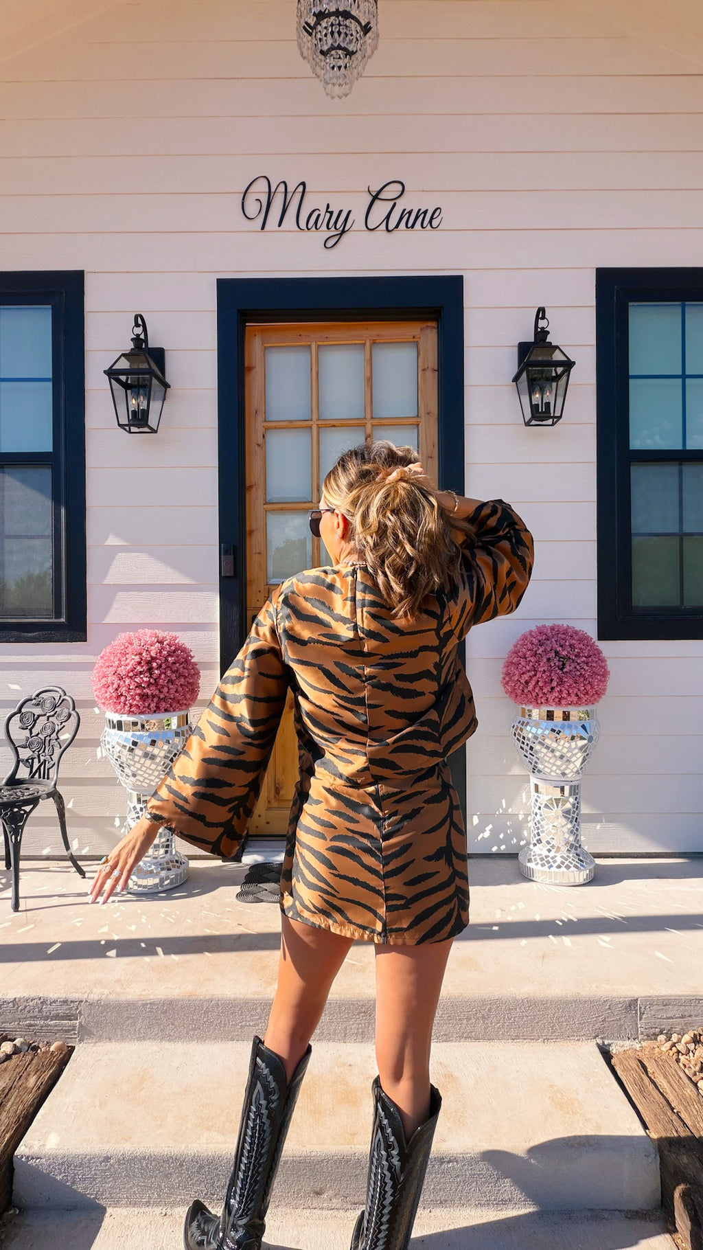 ALL EYES ON ME TIGER SKIRT SET - BROWN/BLACK