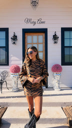 ALL EYES ON ME TIGER SKIRT SET - BROWN/BLACK