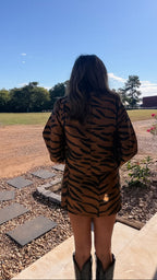 ALL EYES ON ME TIGER SKIRT SET - BROWN/BLACK