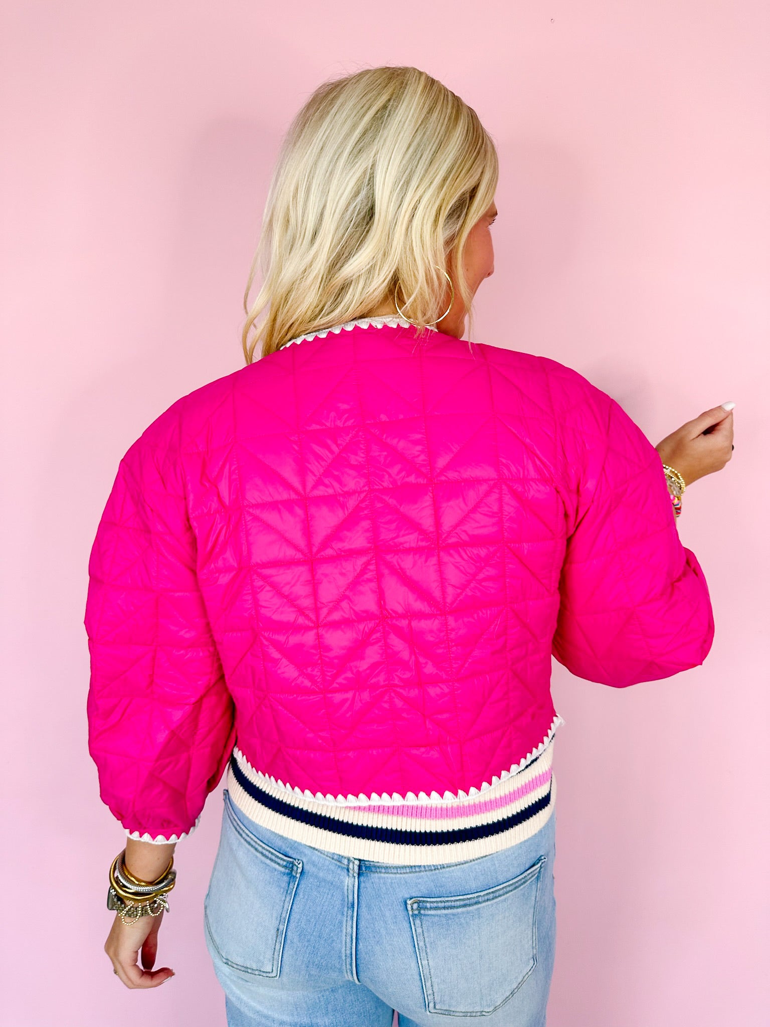 LULU REVERSIBLE QUILTED JACKET - PINK/BROWN