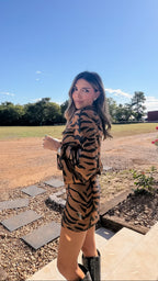 ALL EYES ON ME TIGER SKIRT SET - BROWN/BLACK