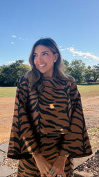 ALL EYES ON ME TIGER SKIRT SET - BROWN/BLACK
