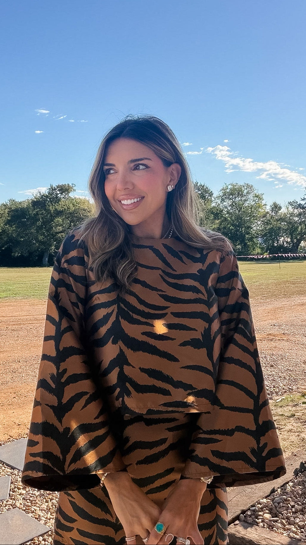 ALL EYES ON ME TIGER SKIRT SET - BROWN/BLACK