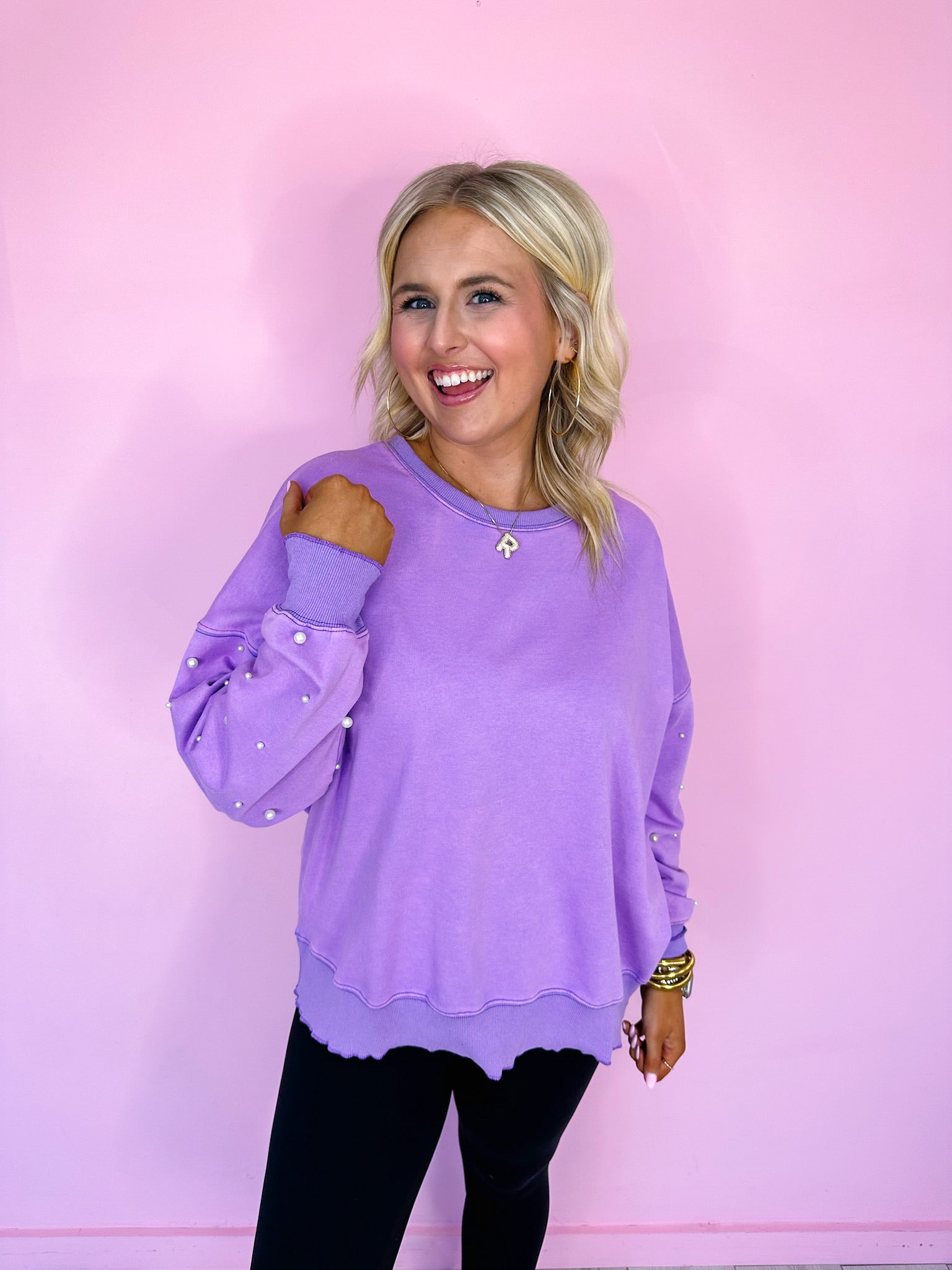 PEARLFECTION WASHED SWEATSHIRT - PURPLE