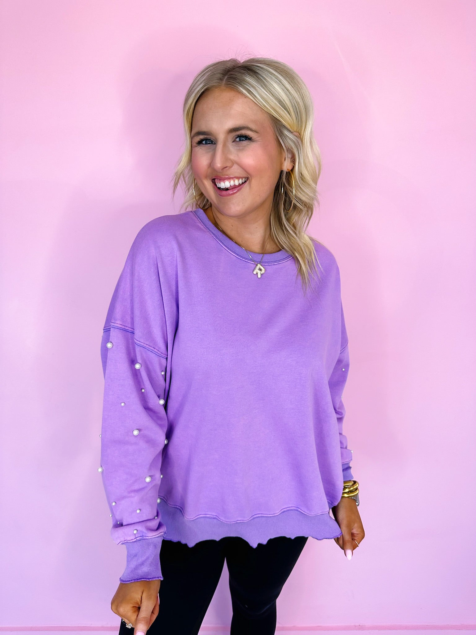 PEARLFECTION WASHED SWEATSHIRT - PURPLE