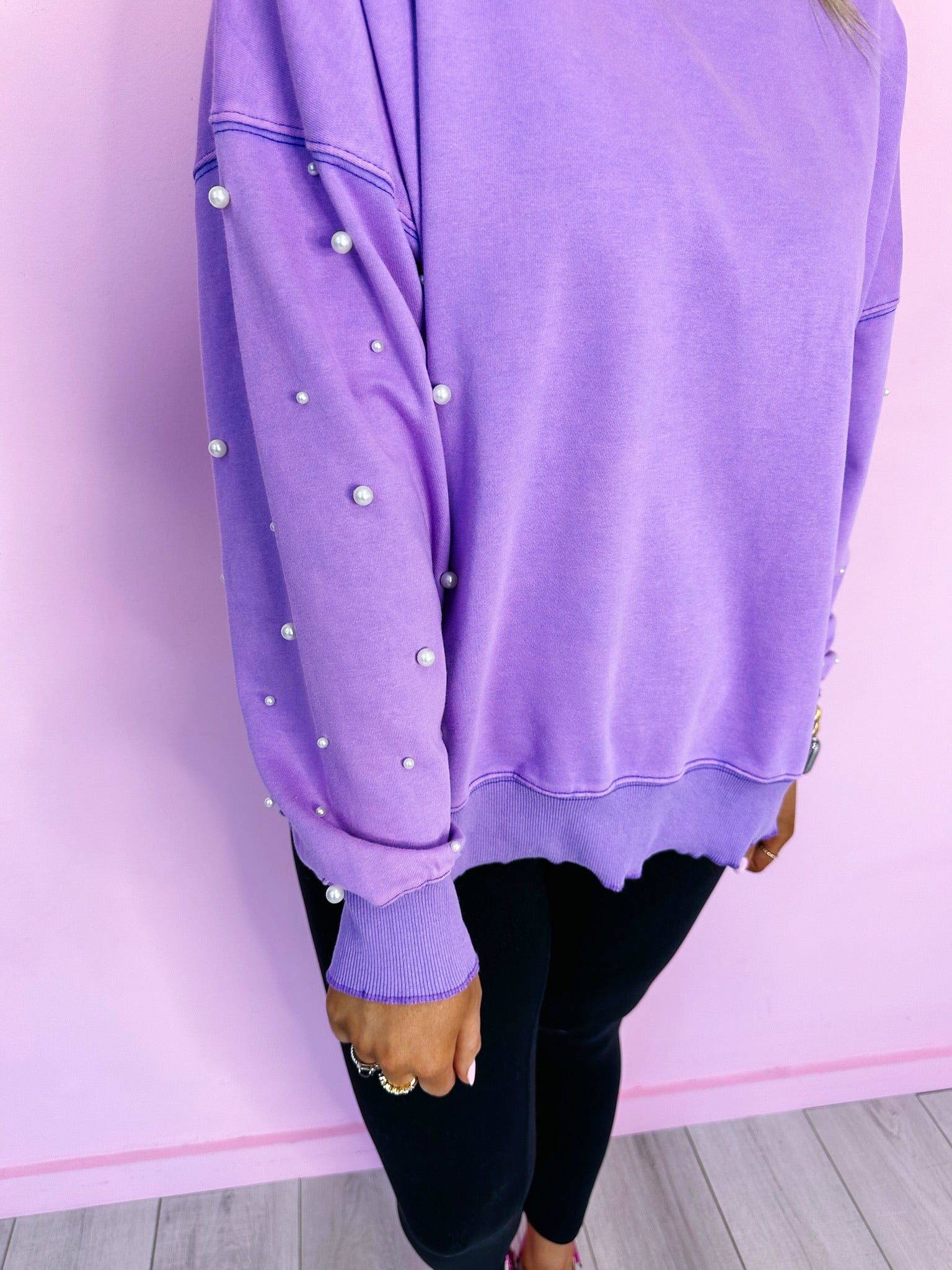 PEARLFECTION WASHED SWEATSHIRT - PURPLE