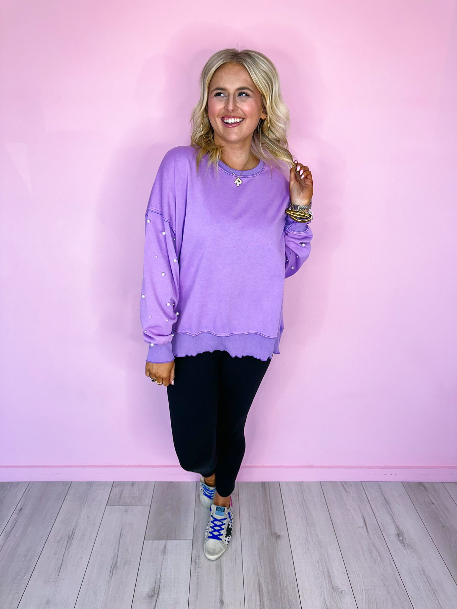 PEARLFECTION WASHED SWEATSHIRT - PURPLE