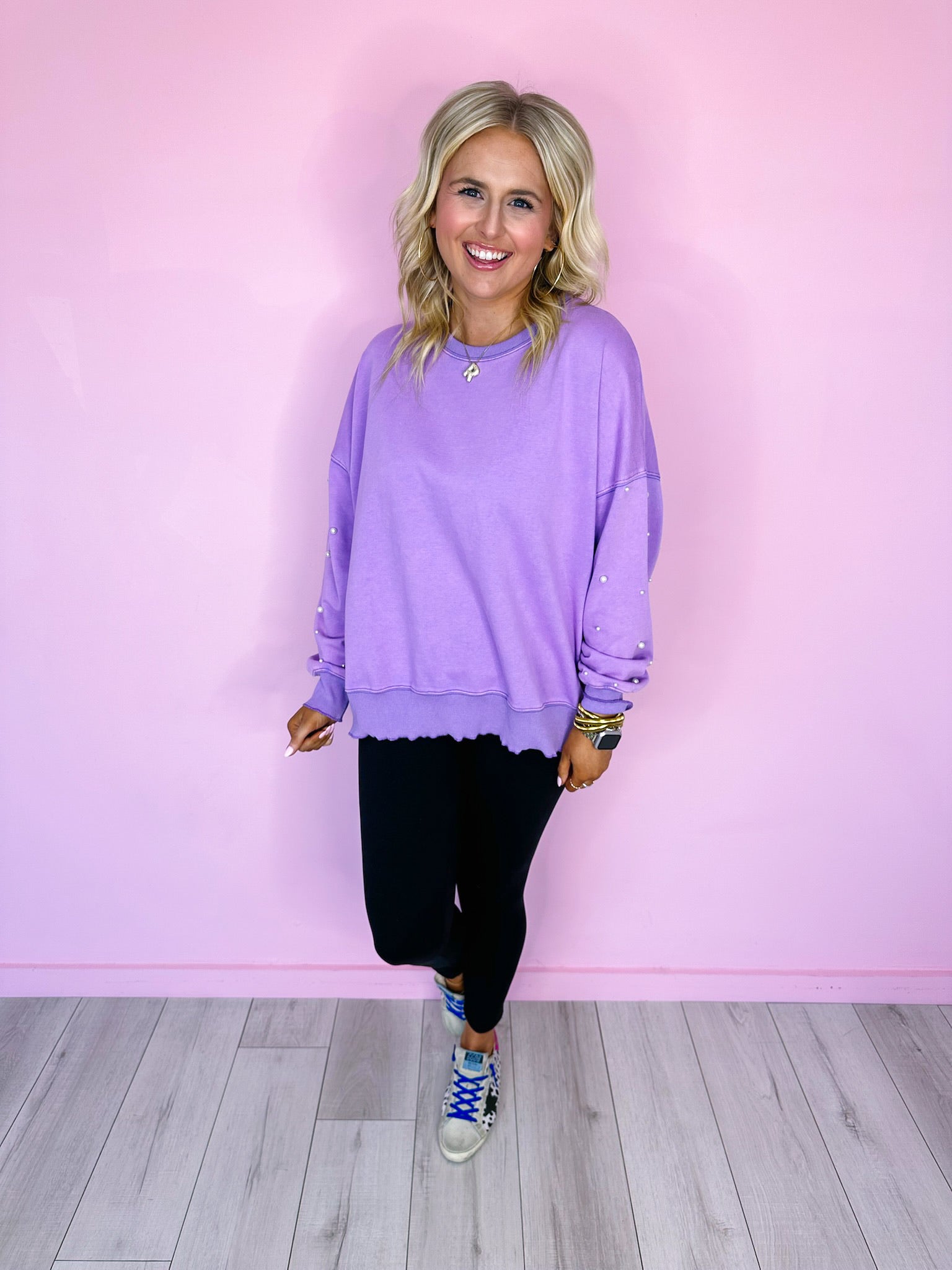 PEARLFECTION WASHED SWEATSHIRT - PURPLE