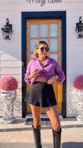 FARRAH FAUX SUEDE SKORT - BLACK