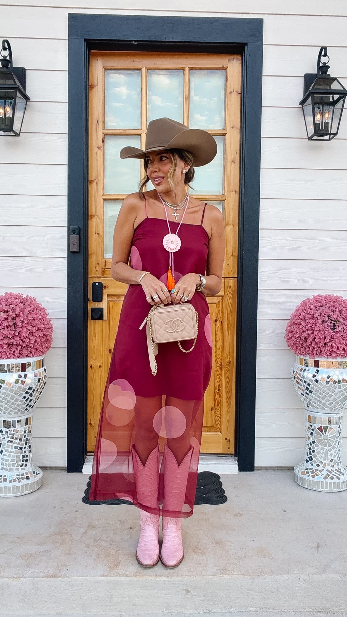 MORE THAN MEETS THE EYE POLKA DOT SHEER MIDI DRESS - BURGUNDY
