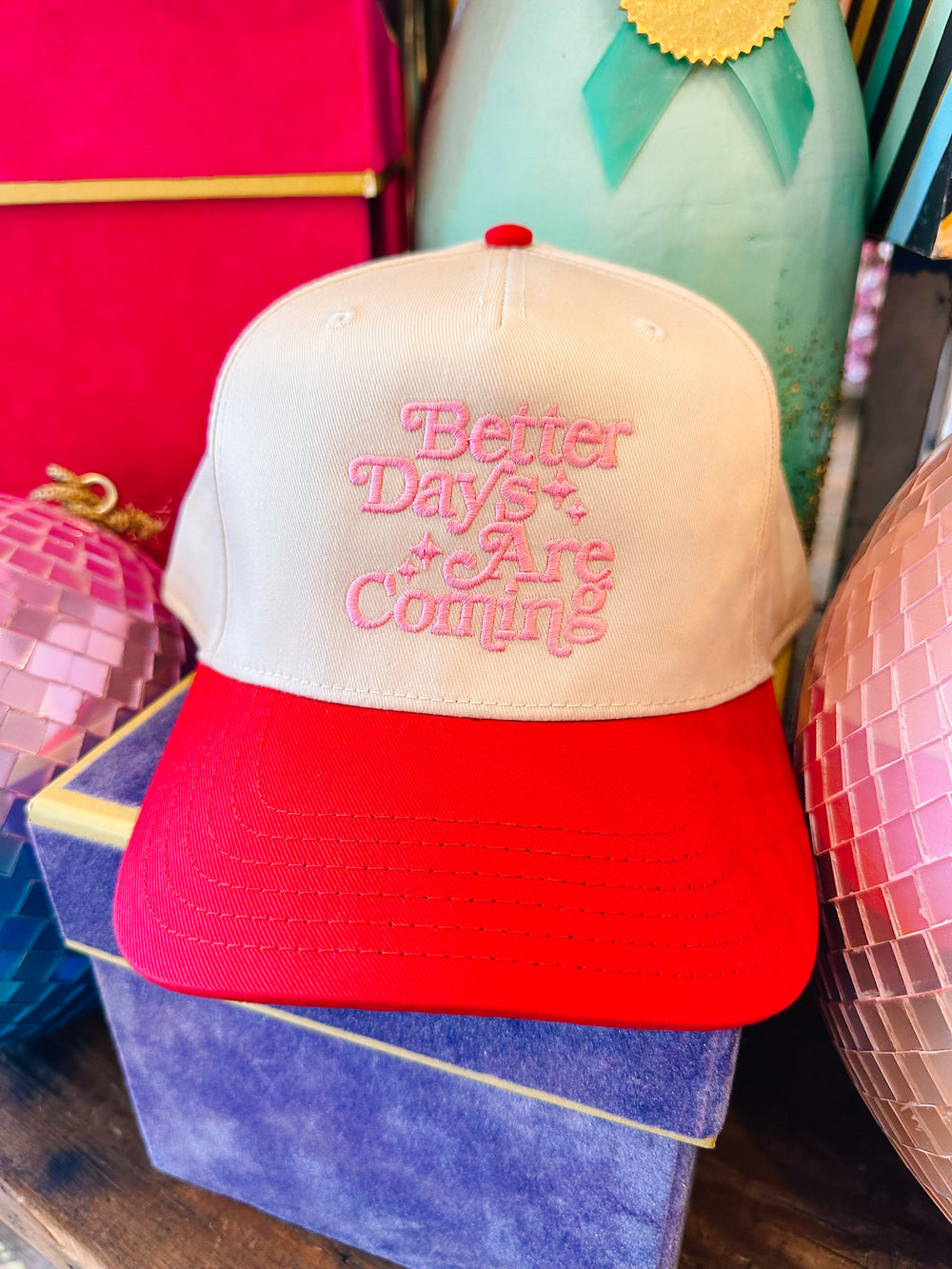 BETTER DAYS ARE COMING CANVAS TRUCKER HAT
