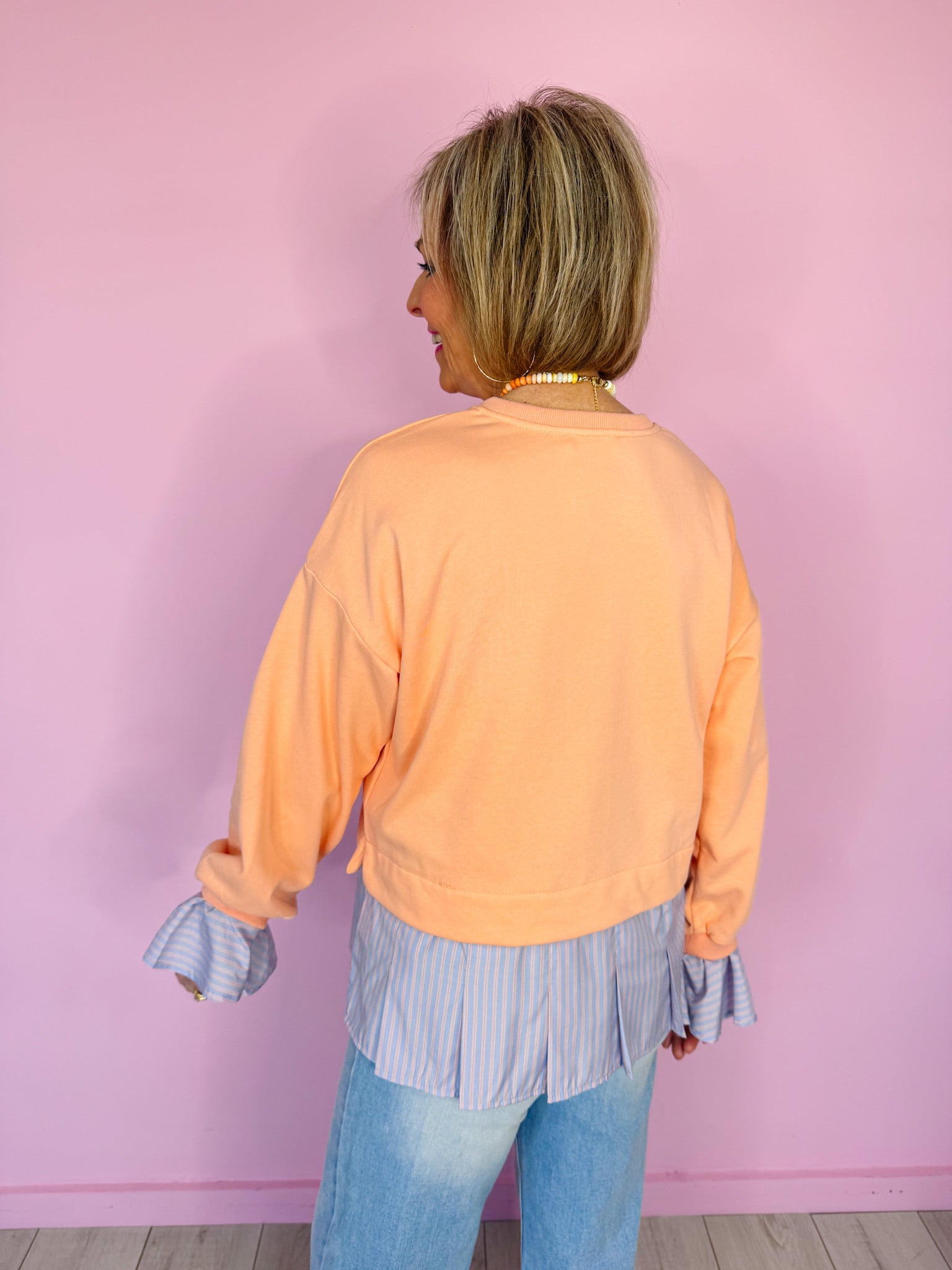 AMBER LAYERED LONGSLEEVE TOP - APRICOT