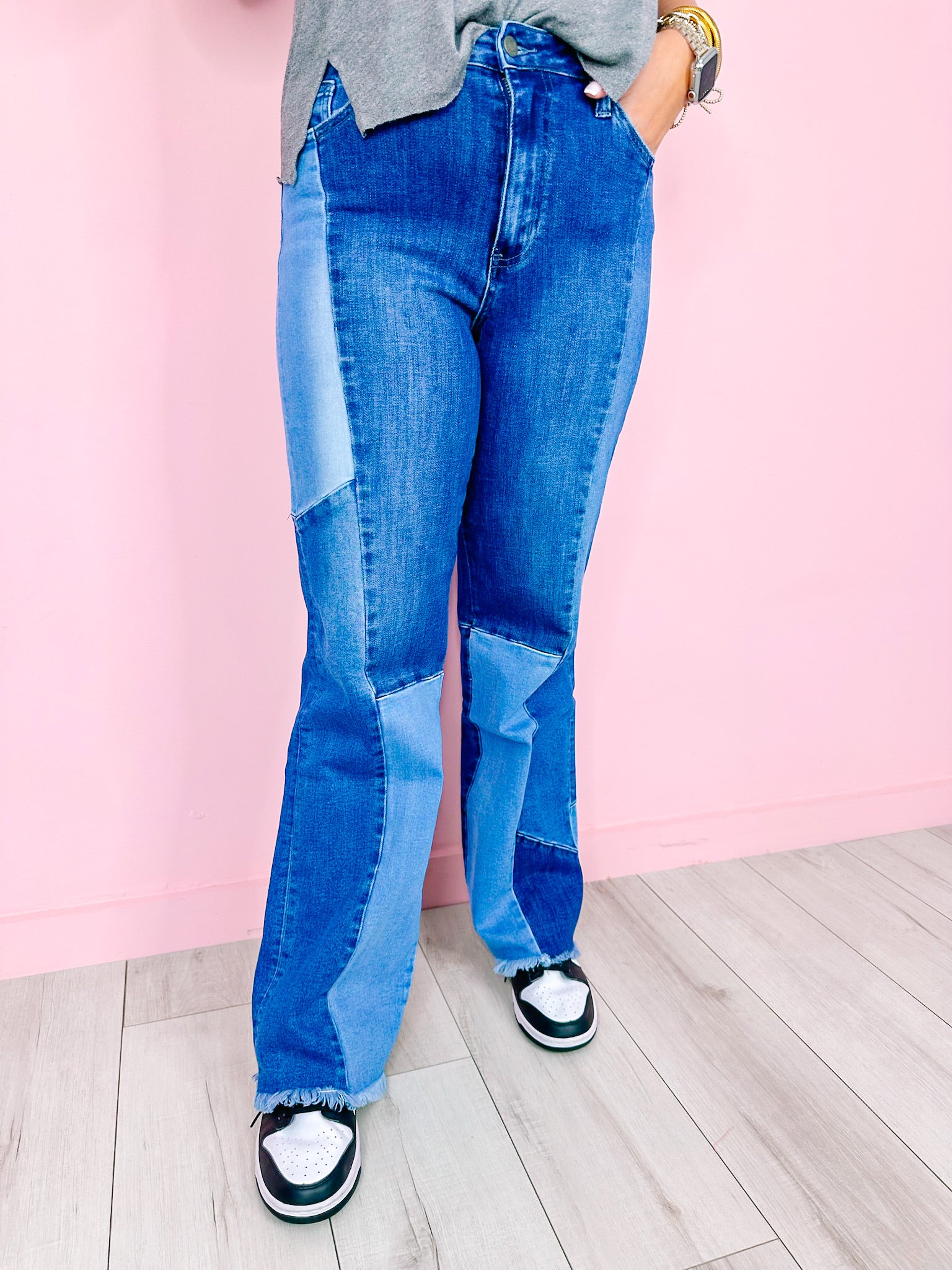 LINDSEY 90'S VINTAGE LOOSE JEAN - COLORBLOCK DENIM