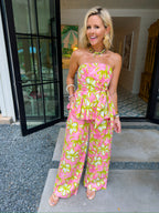 FORGET ME NOT FLORAL PANT SET - PINK