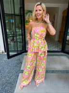 FORGET ME NOT FLORAL PANT SET - PINK