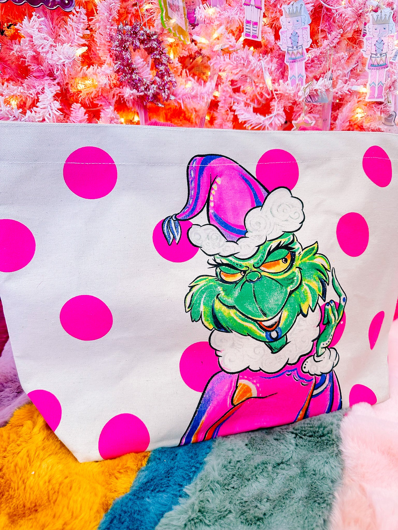 PINK GRINCH TOTE BAG