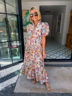 WRITTEN IN THE WILDFLOWERS FLORAL MIDI DRESS - CREAM
