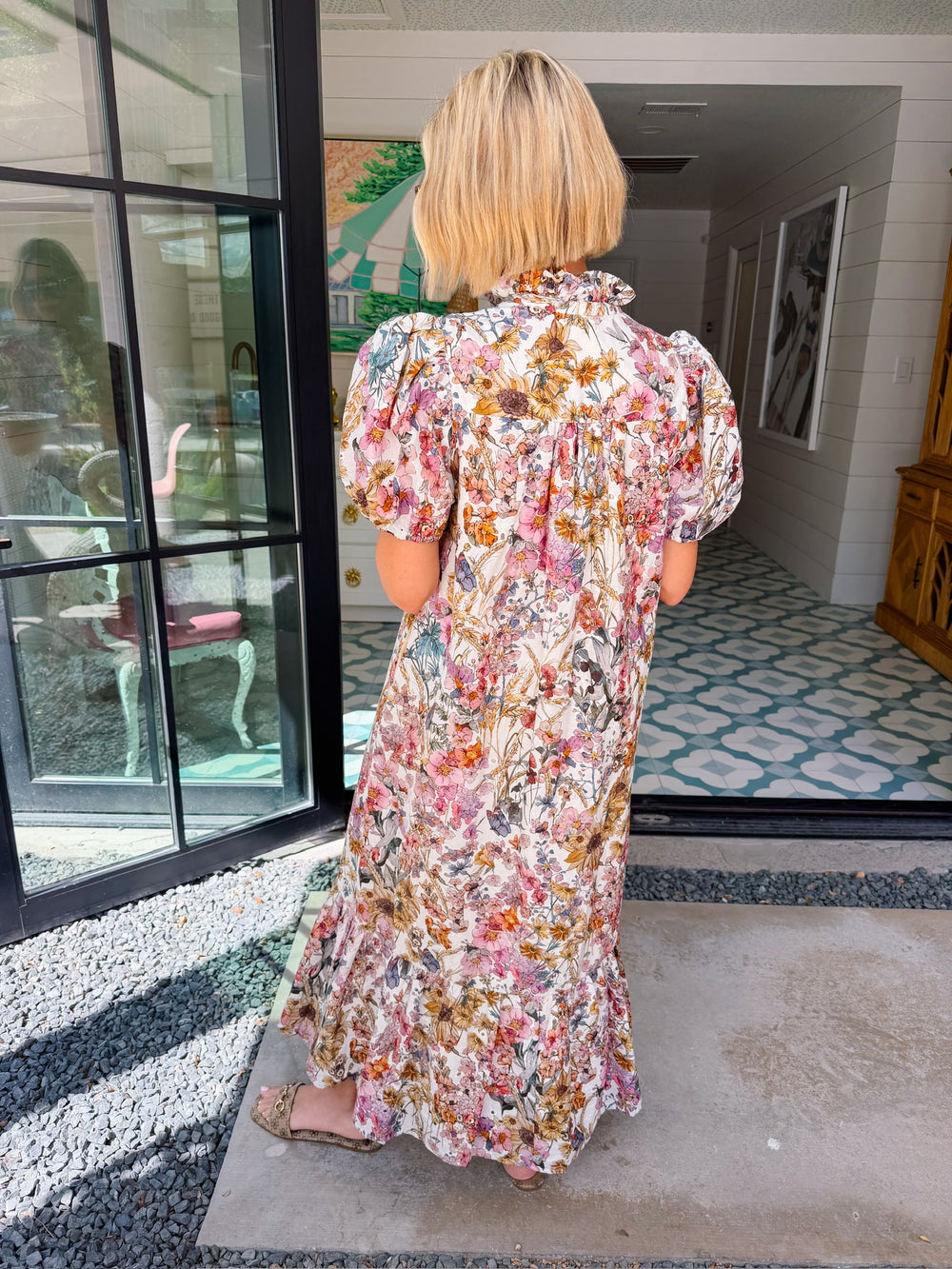 WRITTEN IN THE WILDFLOWERS FLORAL MIDI DRESS - CREAM