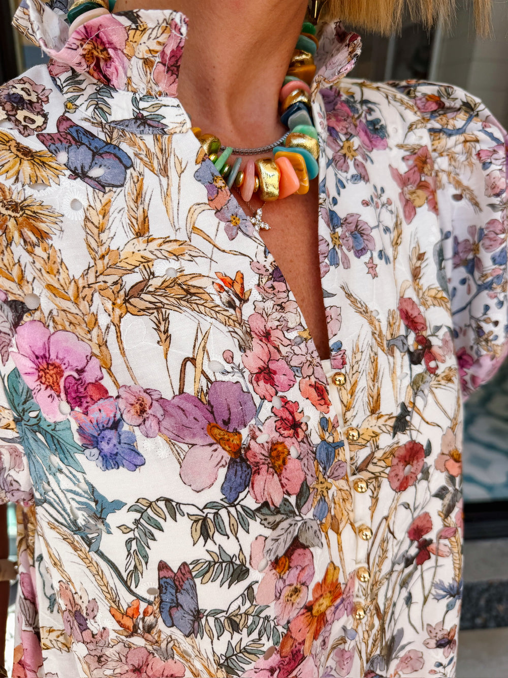 WRITTEN IN THE WILDFLOWERS FLORAL MIDI DRESS - CREAM