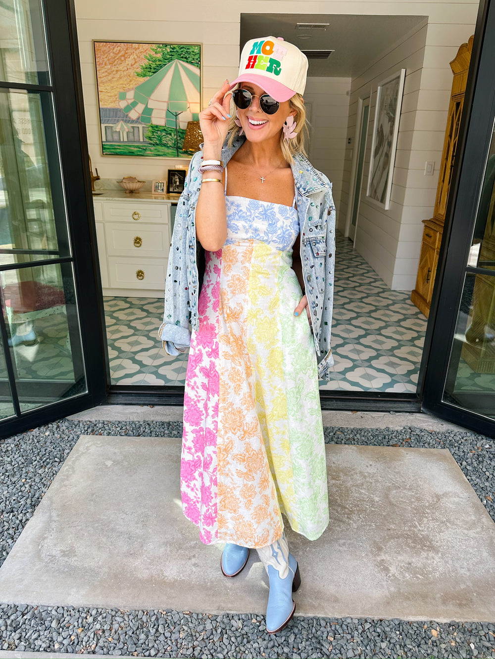 SUNSET BLOOMS MIDI DRESS