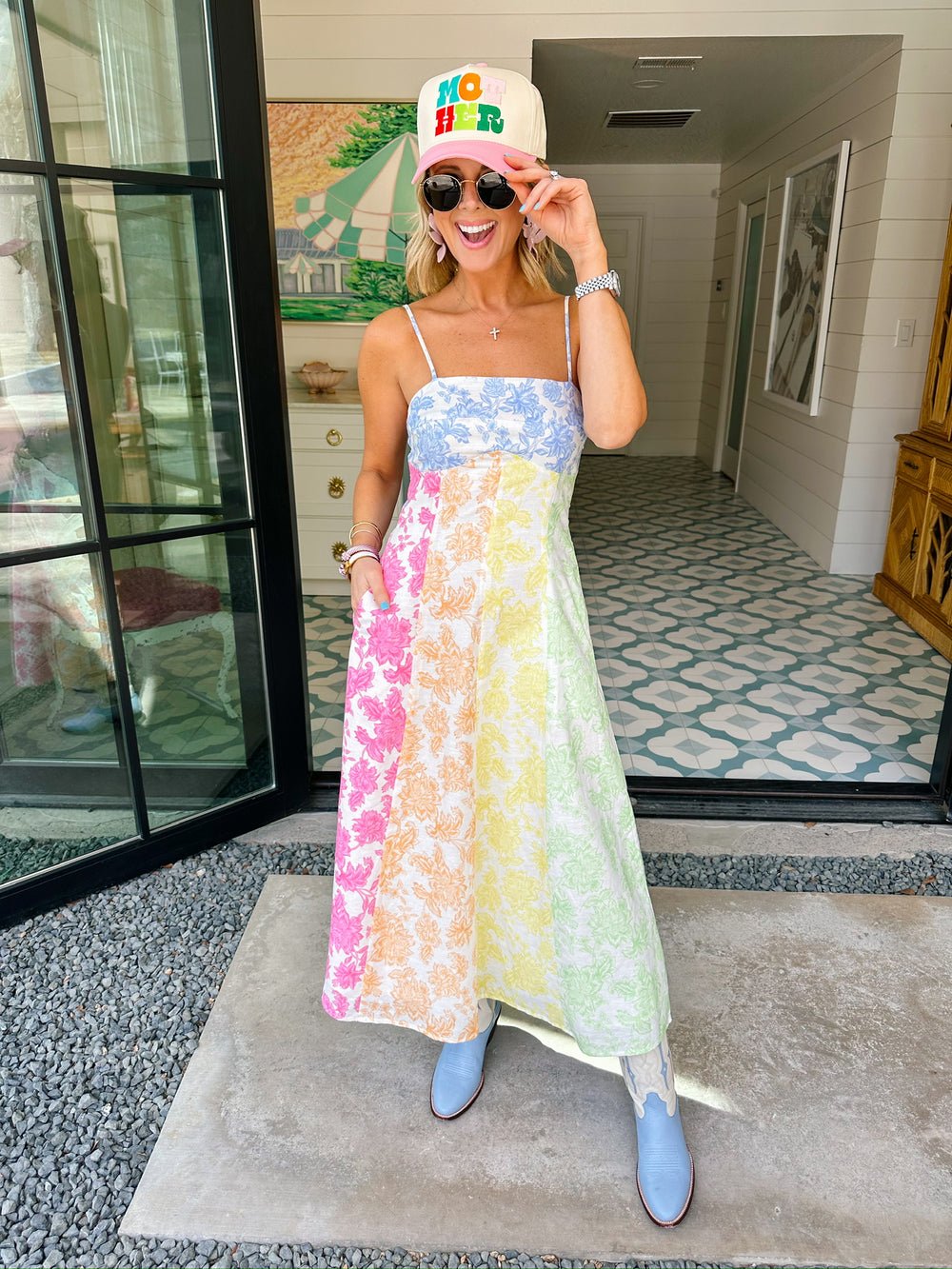 SUNSET BLOOMS MIDI DRESS