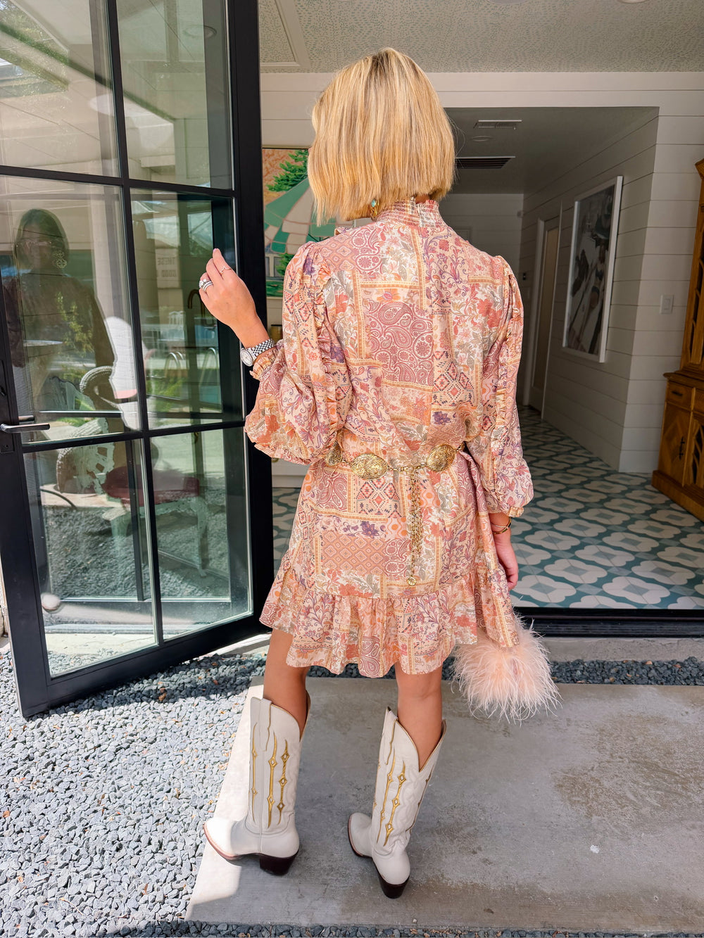 SOFT SPOKEN PATCHWORK PINTUCK DRESS - CREAM