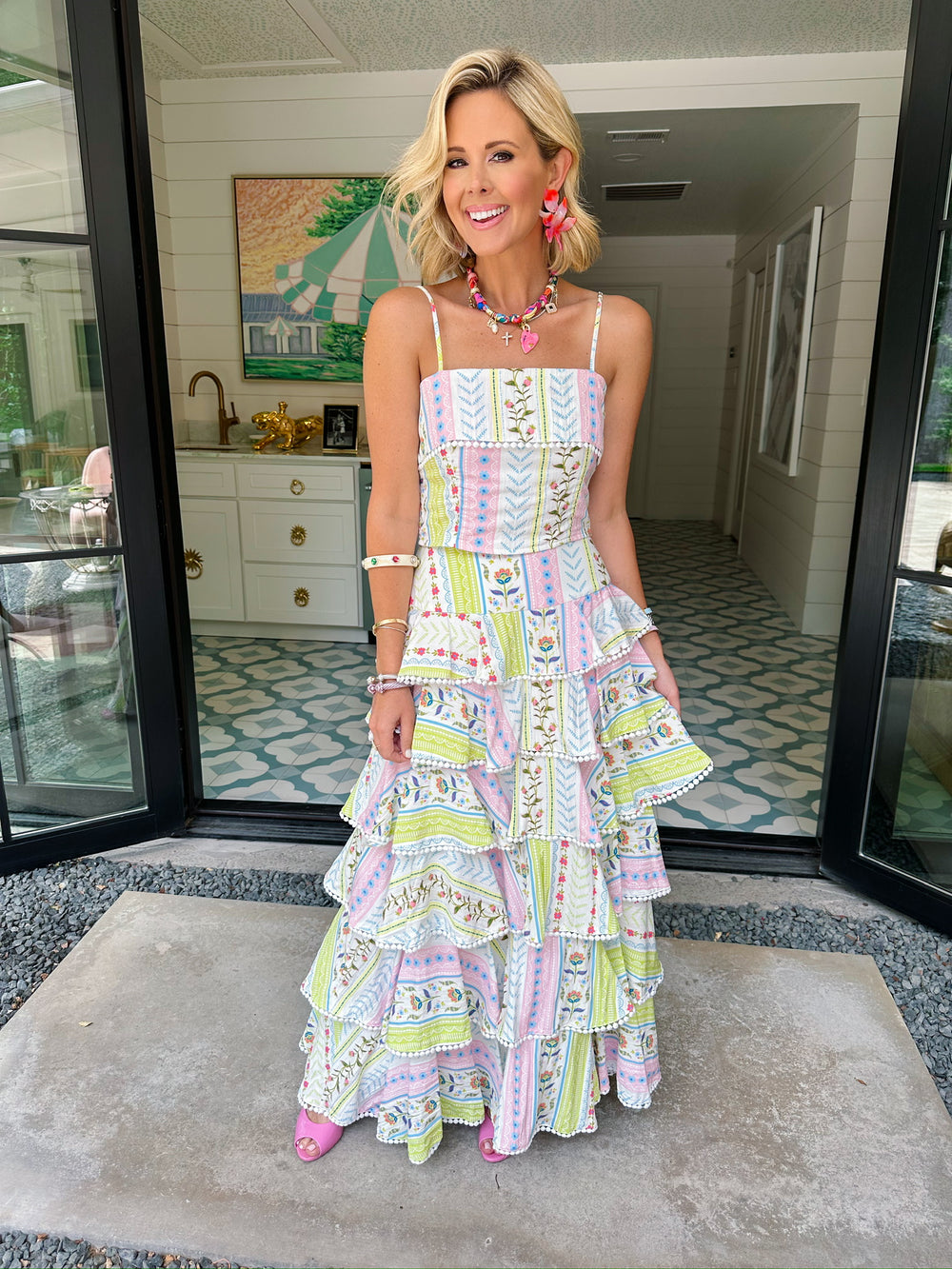 DO A DOUBLE TAKE FLORAL PRINT RUFFLE TIER SKIRT SET